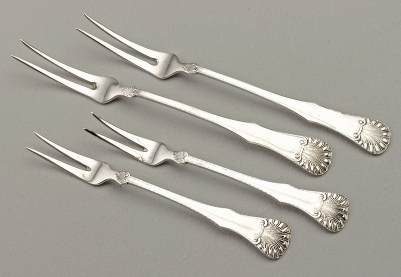 Leopard Antiques Norwegian Silver Serving or Pickle Fork Set (4, 2